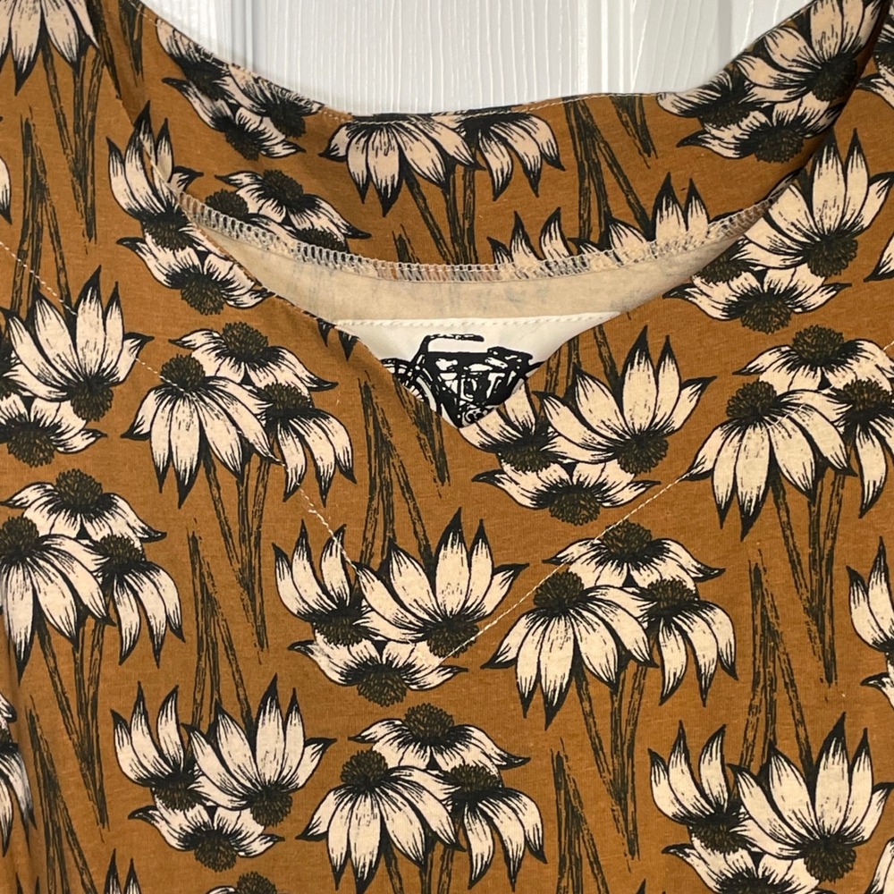 Effie's Heart Colette Susan Dress Sz Small Mustard Floral Tie Waist NWT - Picture 9 of 16